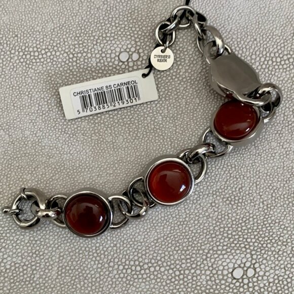 Dyrberg/Kern Christiane genuine Carnelian chain link bracelet - Picture 4 of 8